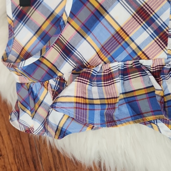 J.Crew Madras Danny Hula Ruffle Plaid Cotton Tank - Picture 7 of 8